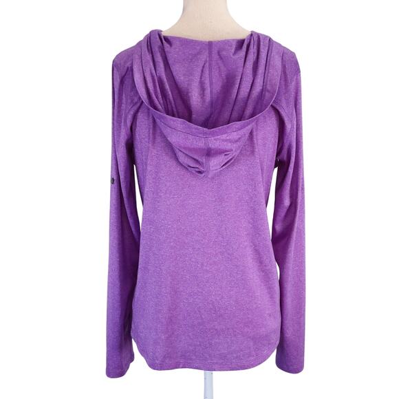 Marmot Top Womens Medium Purple Hoodie Henley Pockets Stretch Knit Blouse - Picture 3 of 13